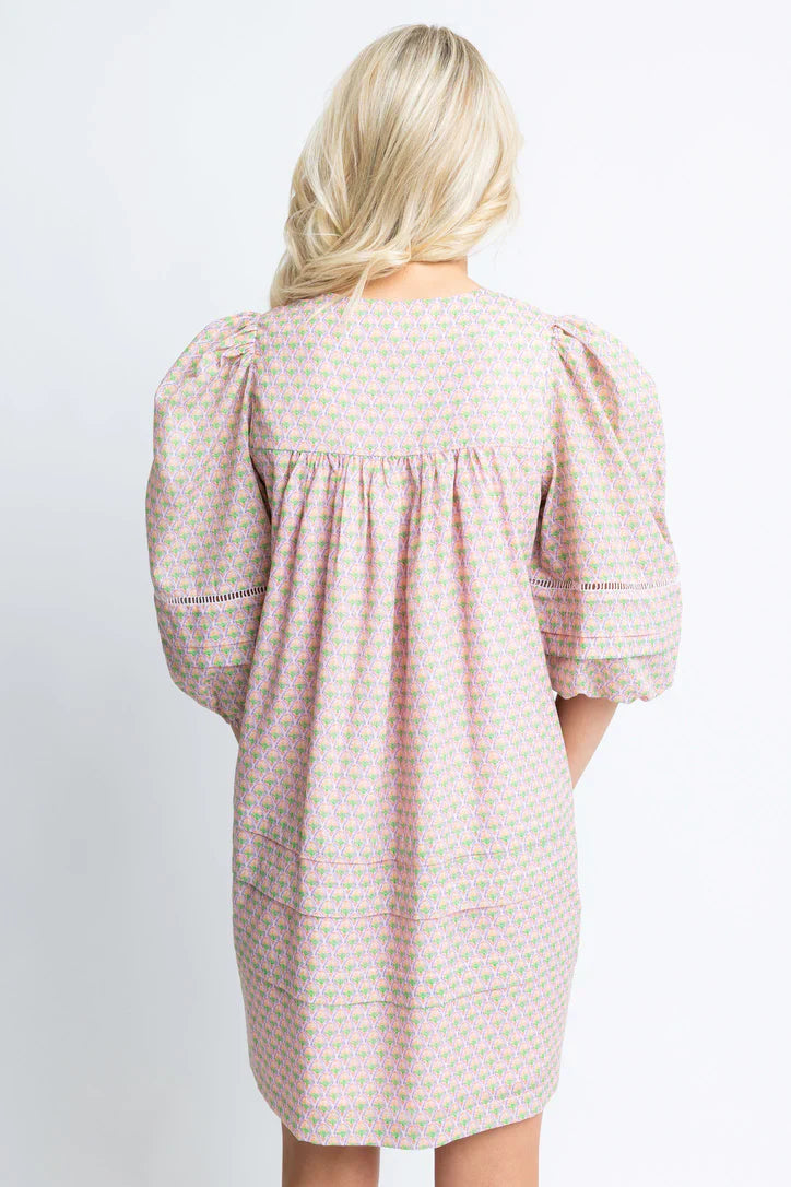 Vintage Paris Floral Puff Slv Dress
