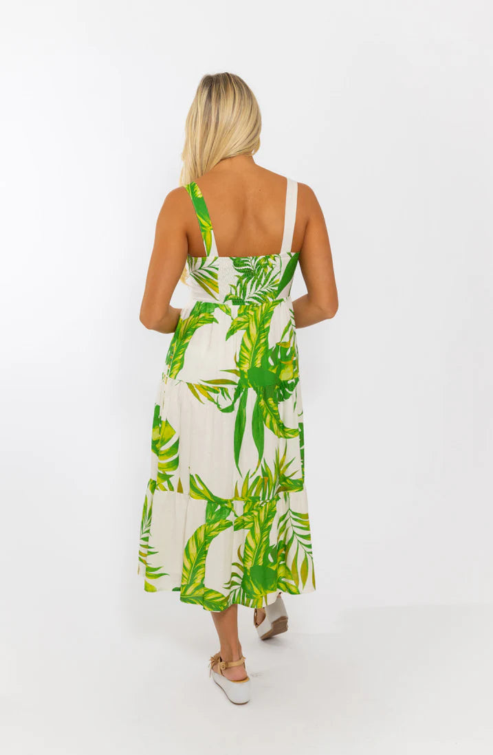 Linen Button Tier Maxi