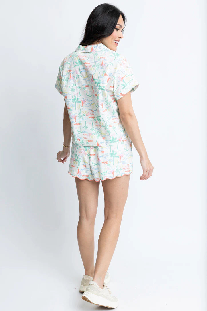 Seashore Vneck Button Top