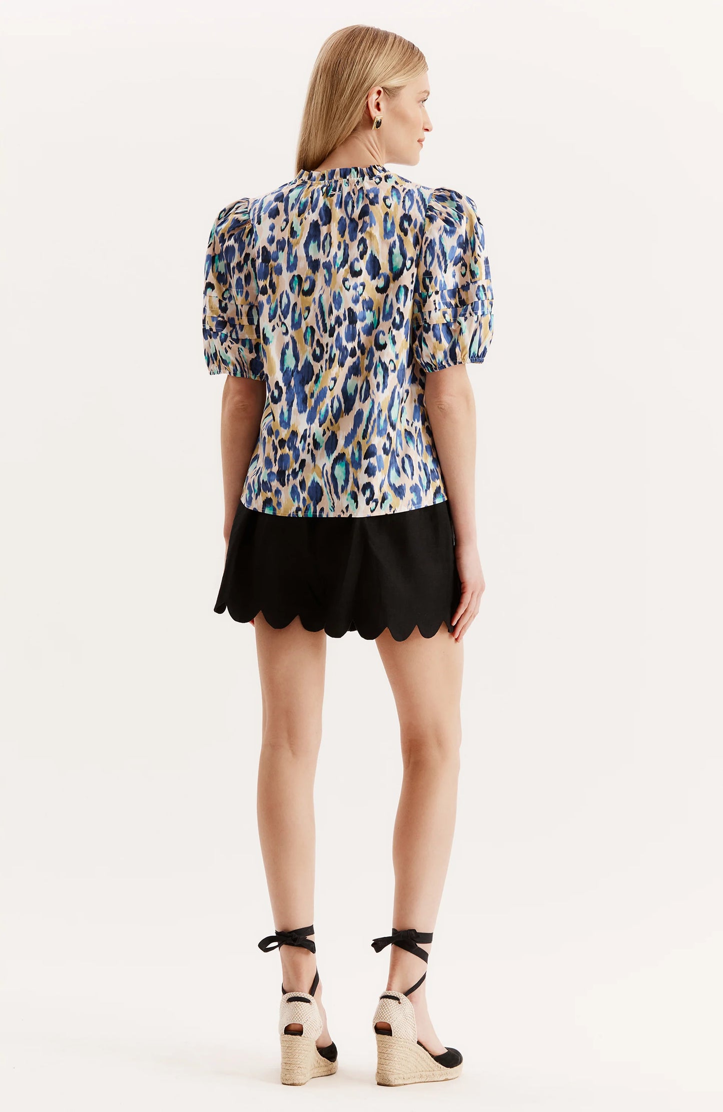 Jenna Cotton Aqua Animal Top
