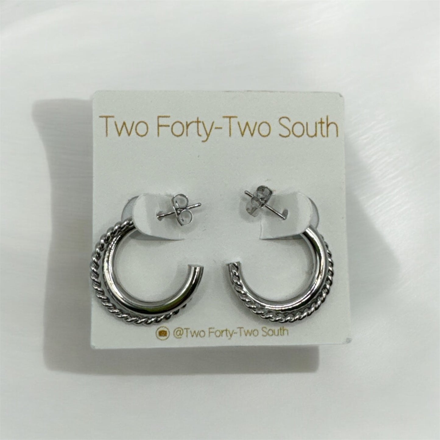 Midi Twist Hoop-Silver