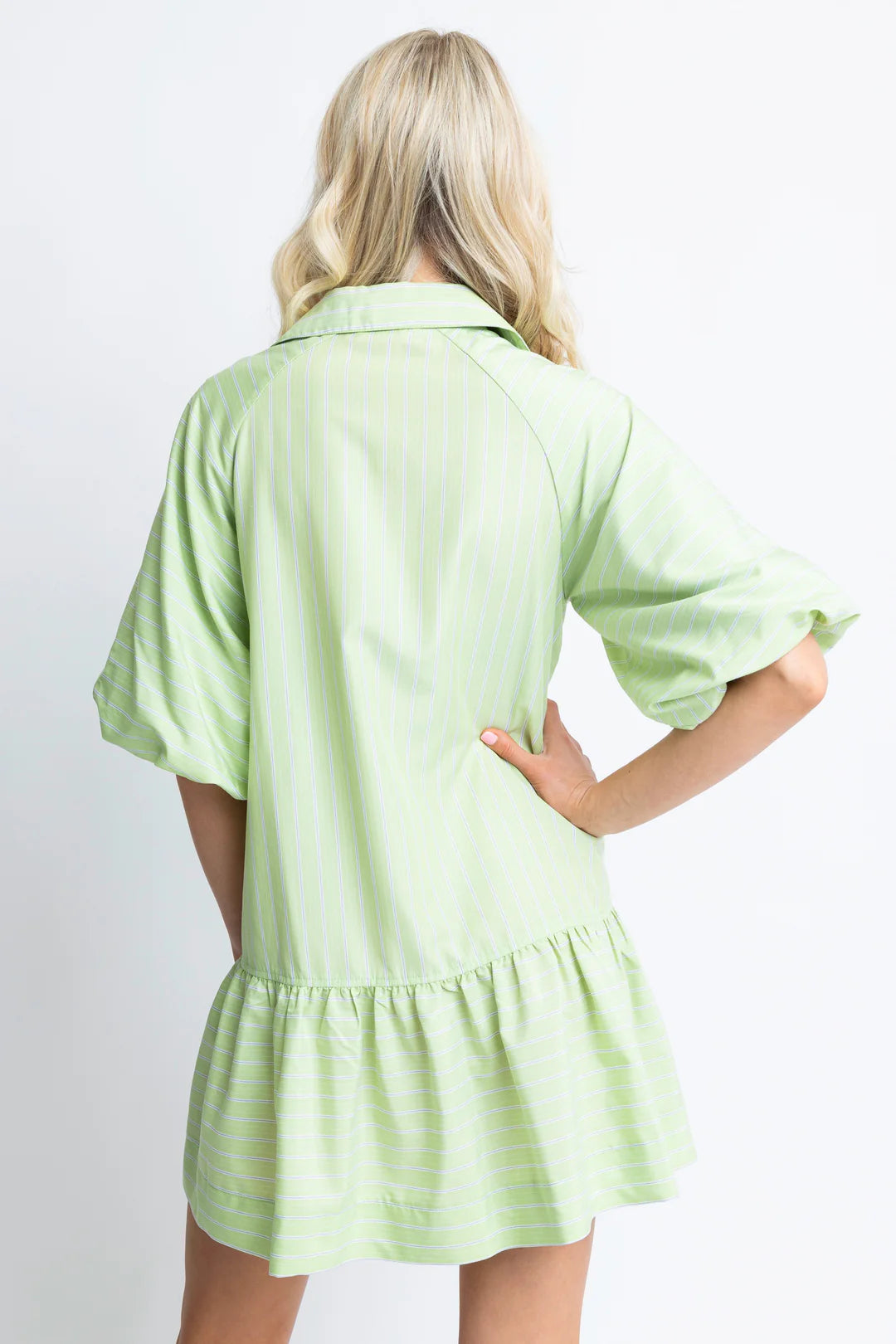 Stripe Pocket Ruffle Dress