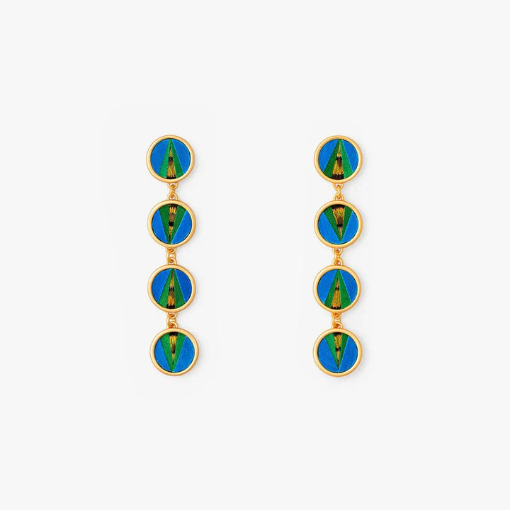 Norman Castle Round Bezel Drop Earrings