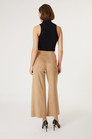 Vegan Faux Suede Wide Leg Crop
