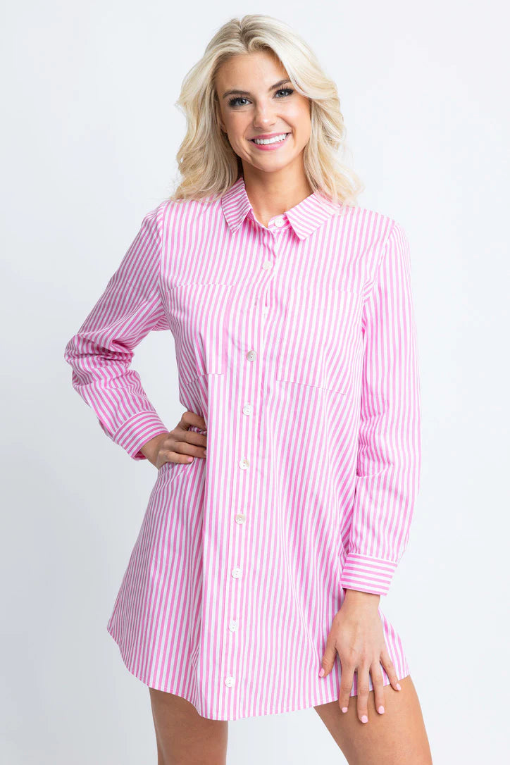 Stripe Poplin Shirt Dress