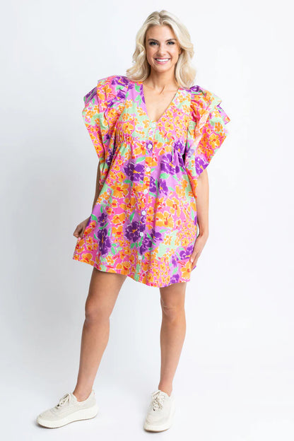Garden Ruffle Button Dress