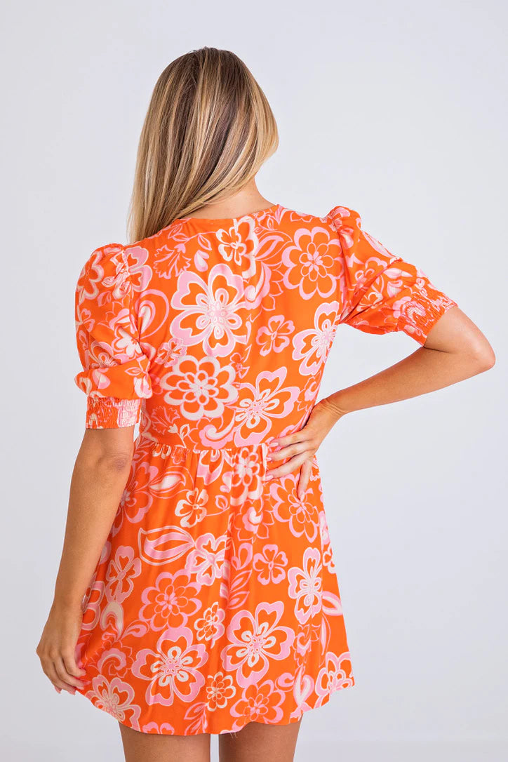 70's Button Puff Dress