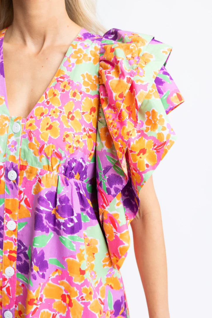 Garden Ruffle Button Dress