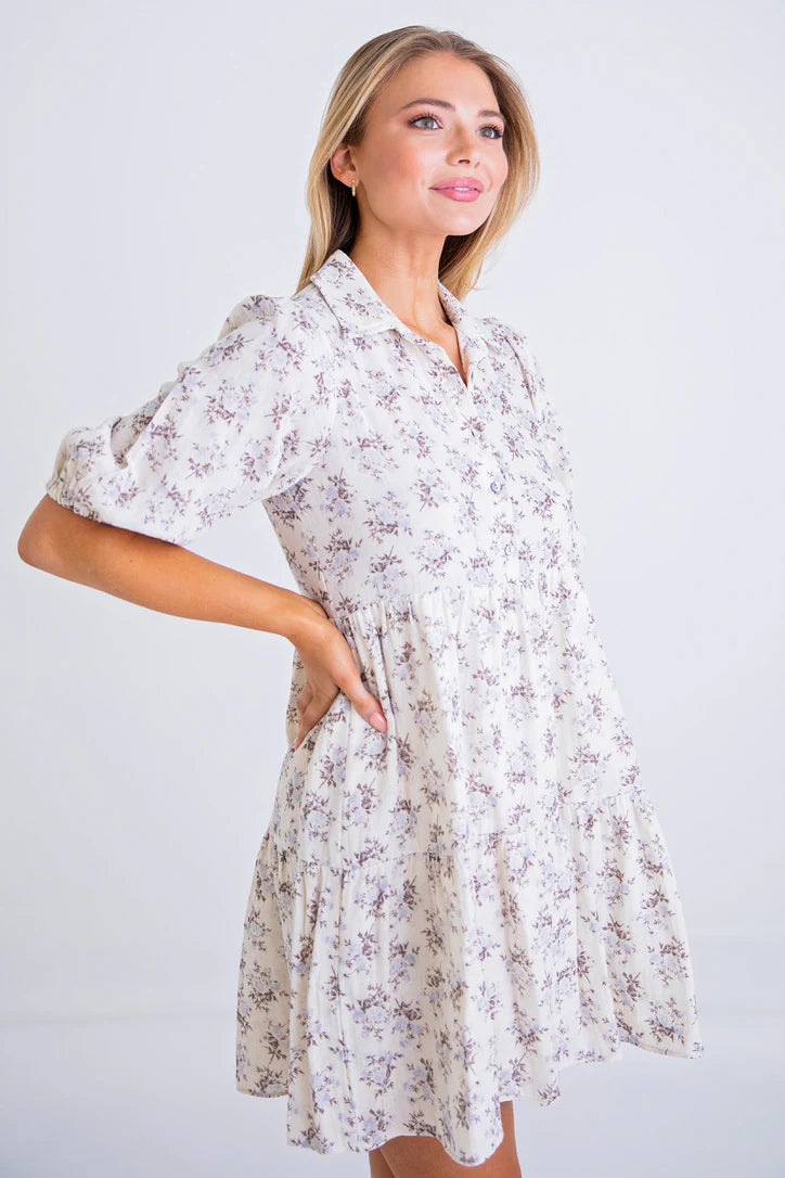 Quilted Floral Tier Dress