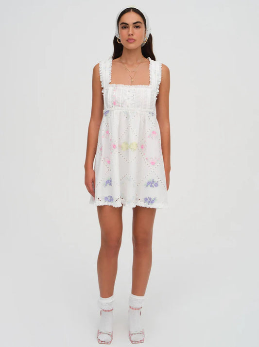 Andrea Embroidered Mini Dress