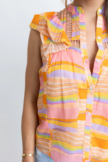 Multi Stripe Vneck Top