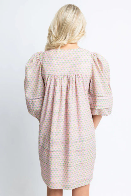 Vintage Paris Floral Puff Slv Dress