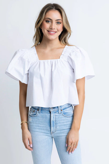 Poplin Square Neck Top