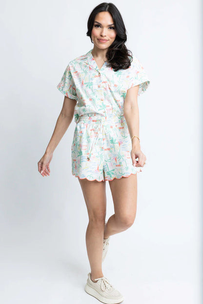 Seashore Vneck Button Top