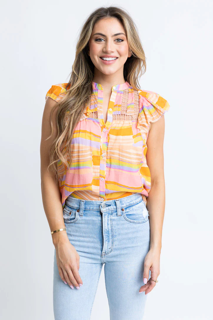 Multi Stripe Vneck Top