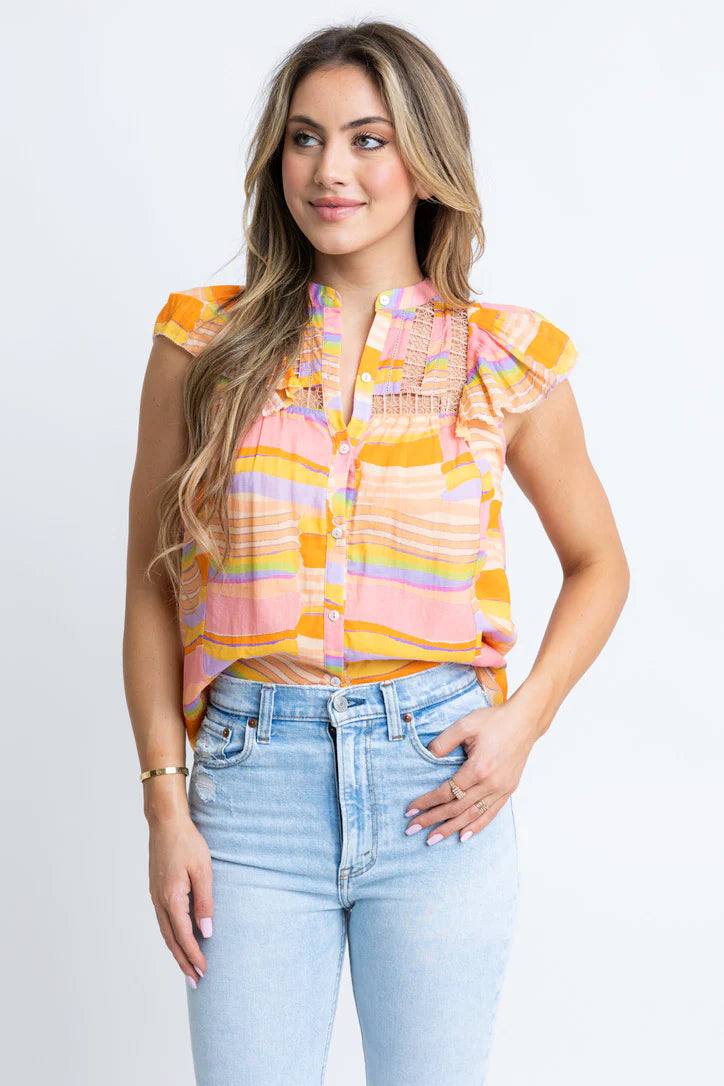 Multi Stripe Vneck Top