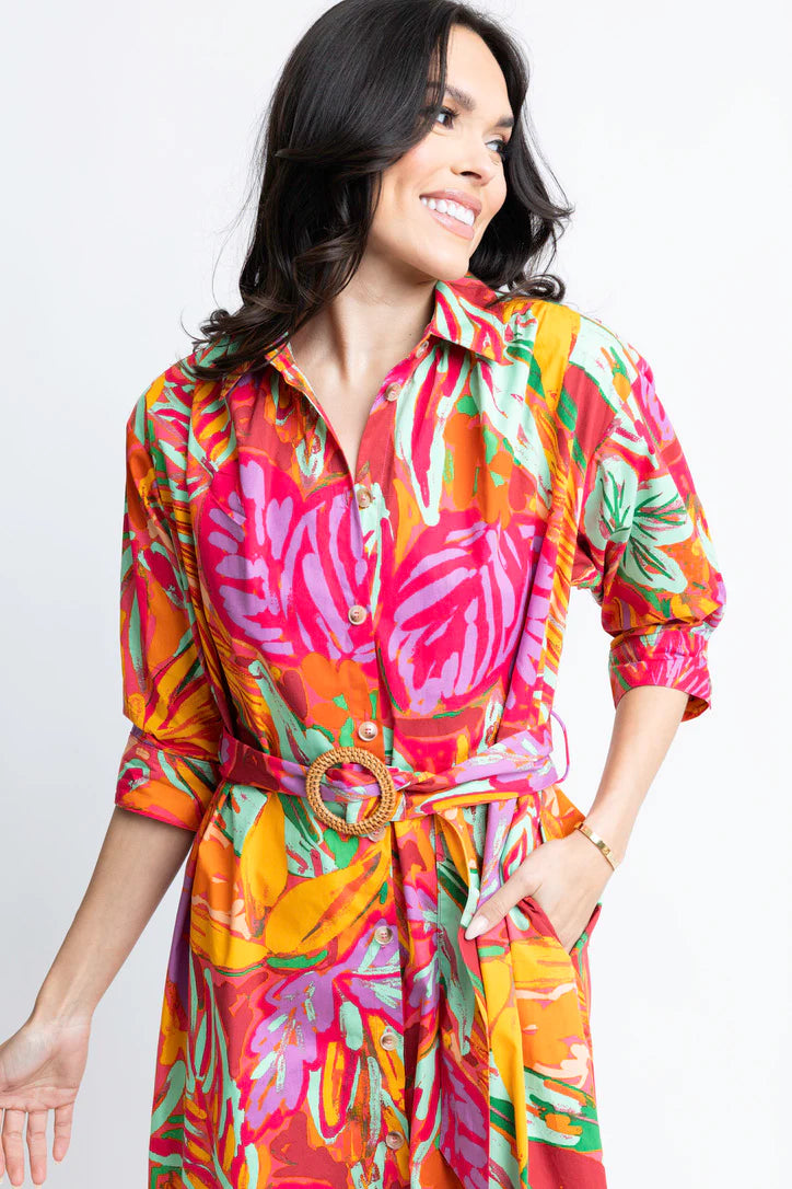 Palm Shirt Dress Maxi