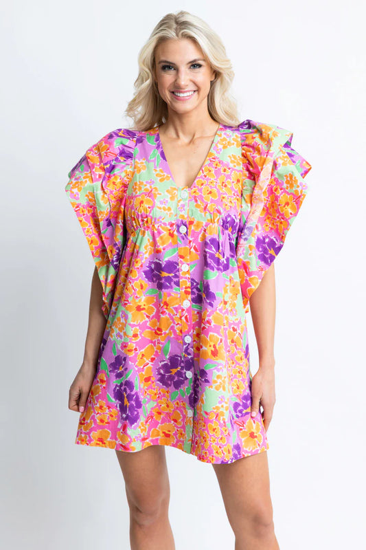 Garden Ruffle Button Dress