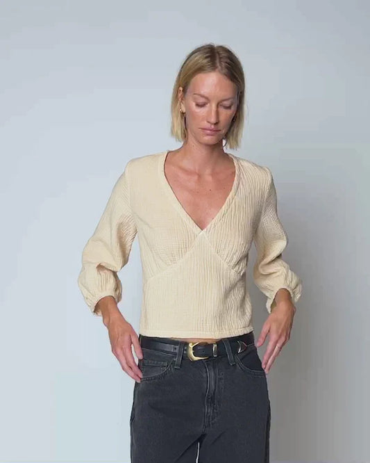 Maribeth Balloon Sleeve V-Neck