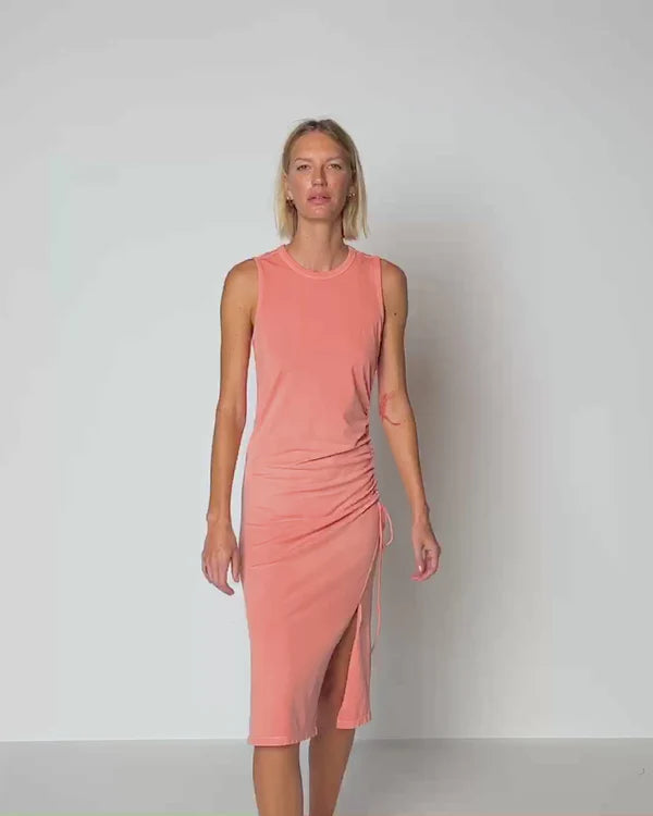 Iris Crewneck Dress W/Ruched