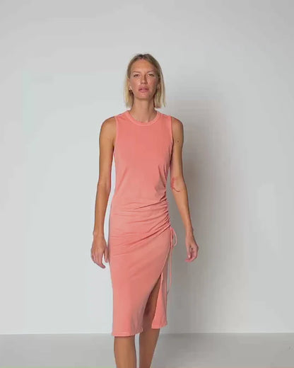 Iris Crewneck Dress W/Ruched