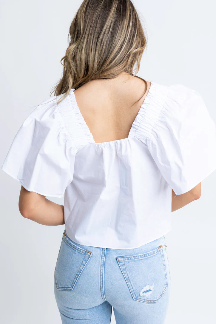 Poplin Square Neck Top