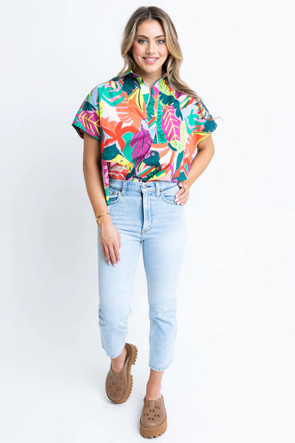 Poplin VNeck Collar Top