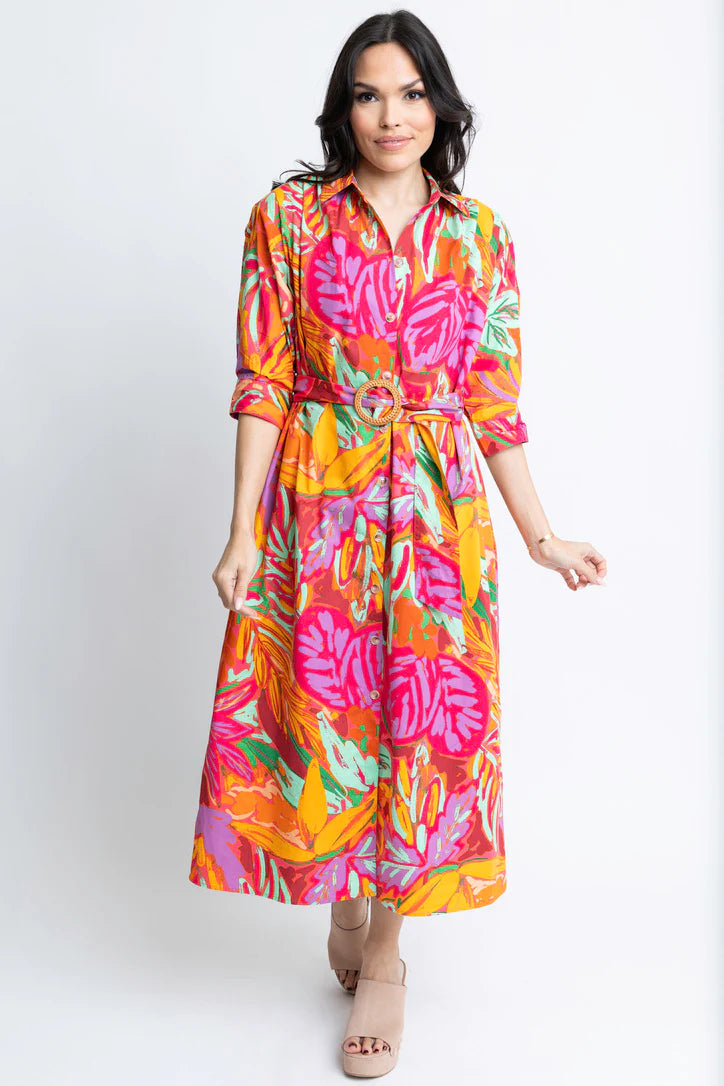 Palm Shirt Dress Maxi