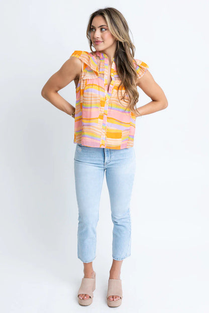 Multi Stripe Vneck Top