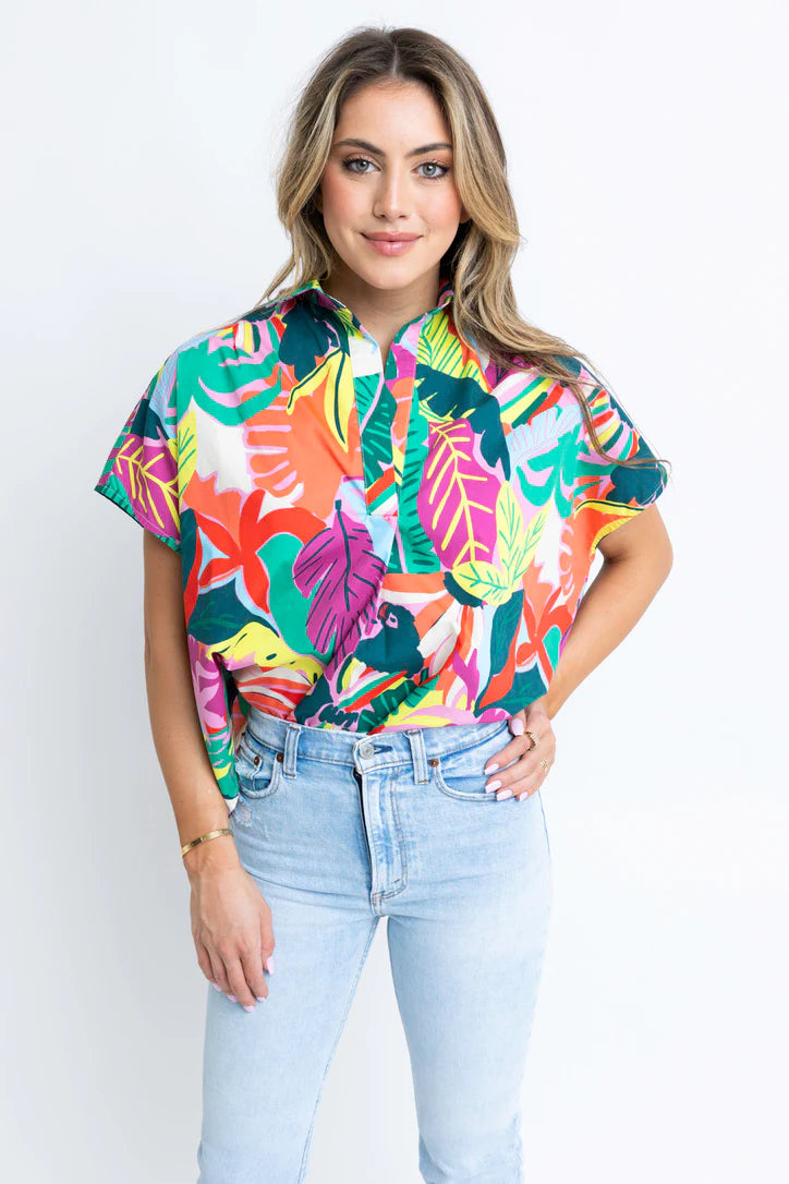 Poplin VNeck Collar Top