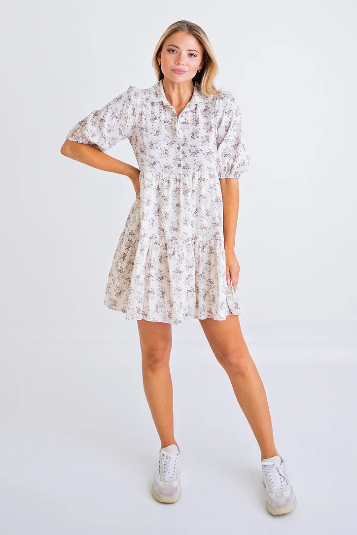 Quilted Floral Tier Dress