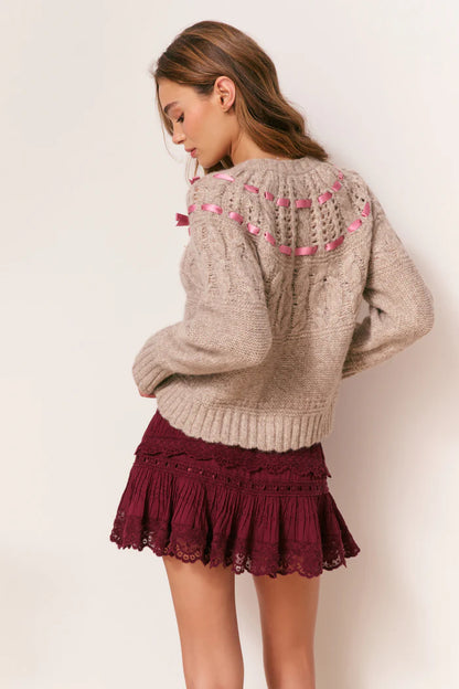 Clementian Alpaca-Blend Ribbon Cardigan