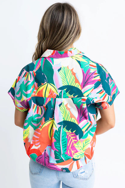 Poplin VNeck Collar Top