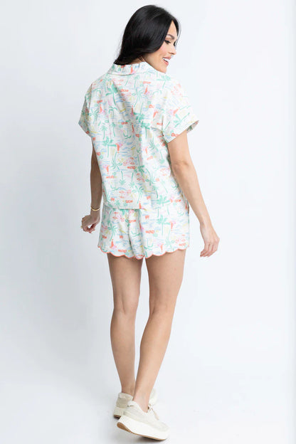 Seashore Vneck Button Top