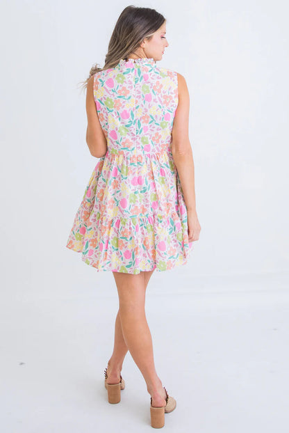 Pastel Floral Vneck Tier Dress