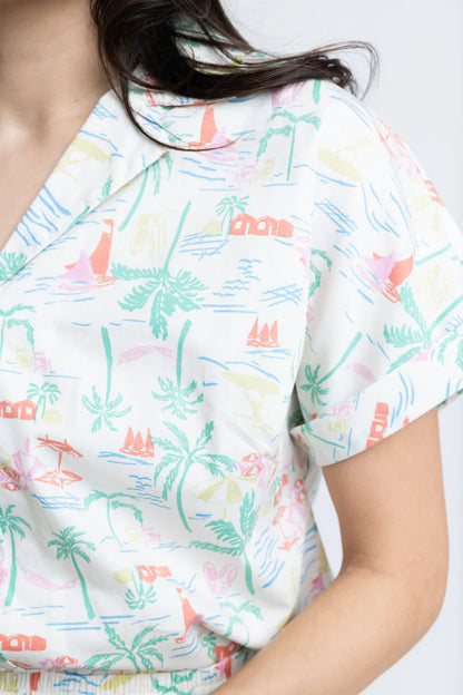 Seashore Vneck Button Top