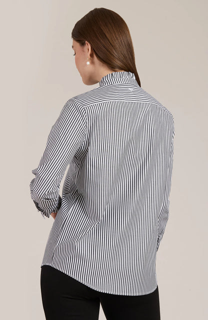 Kelsey Ruffle Collar Striped Shirt