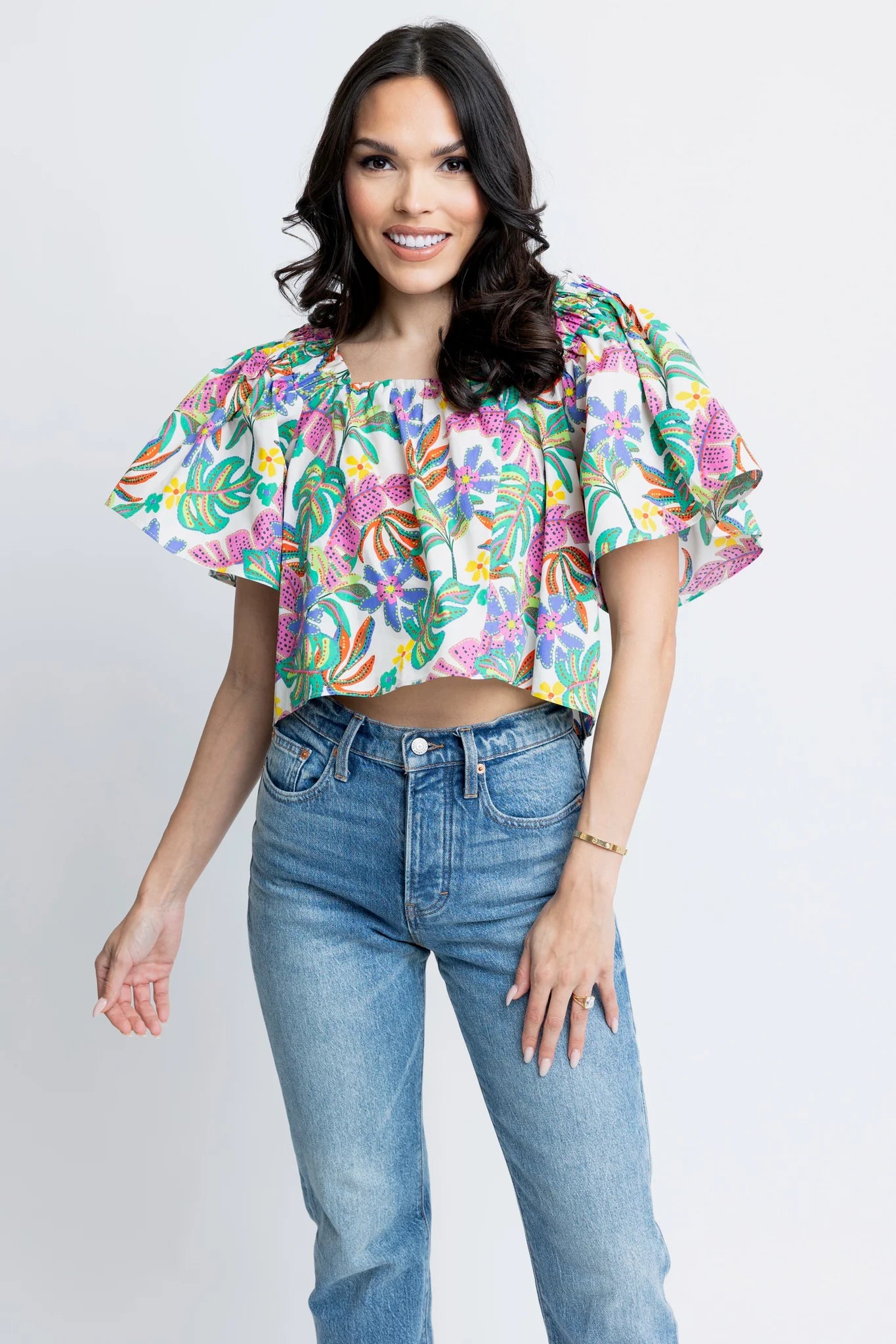 Square Neck Poplin Top