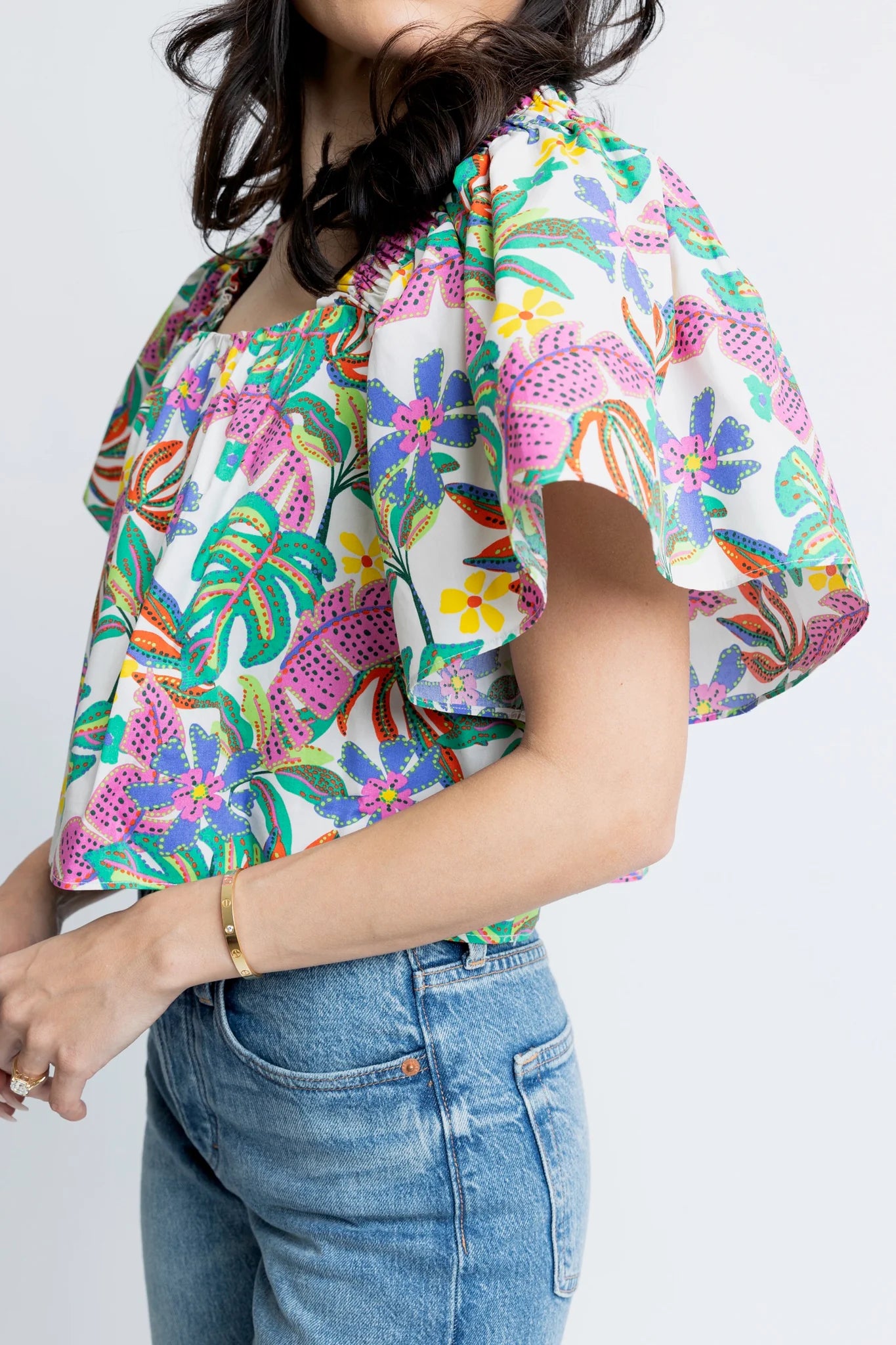 Square Neck Poplin Top