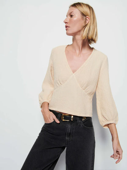 Maribeth Balloon Sleeve V-Neck