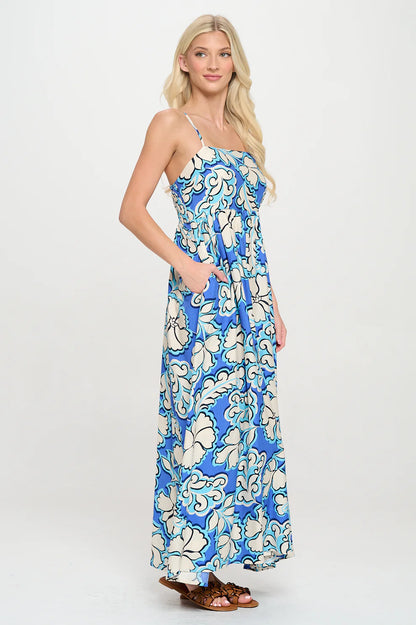 Azure Bloom Maxi Dress