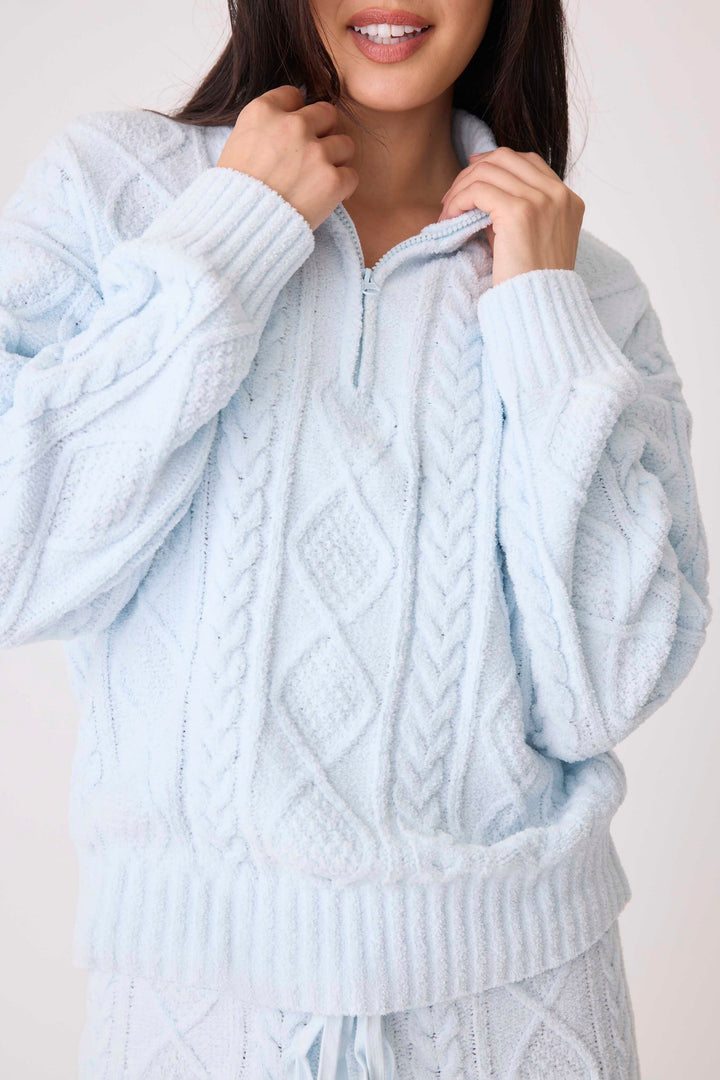 Chenille Cozy Cable Quarter Zip Sweater