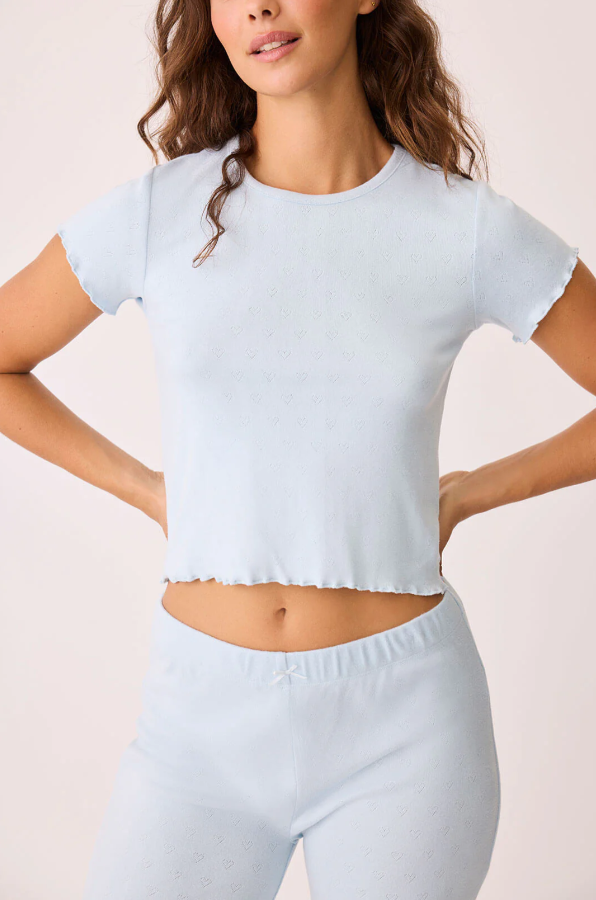 Pointelle Hearts Short Sleeve T-Shirt
