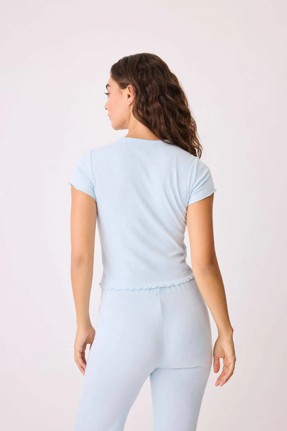 Pointelle Hearts Short Sleeve T-Shirt