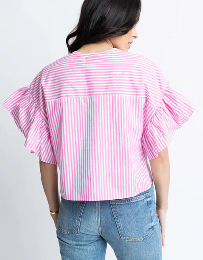 Stripe Ruffle Sleeve Top