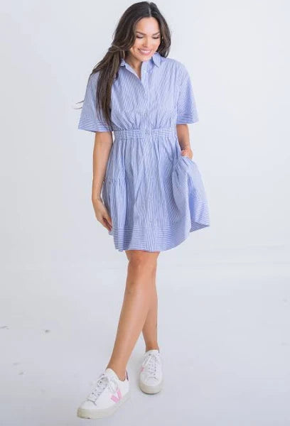 Poplin Stripe Button Up Dress