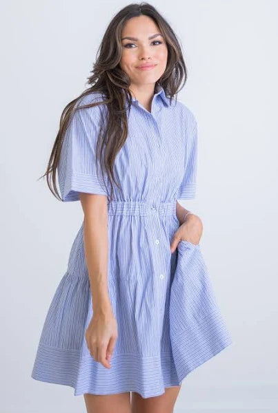 Poplin Stripe Button Up Dress
